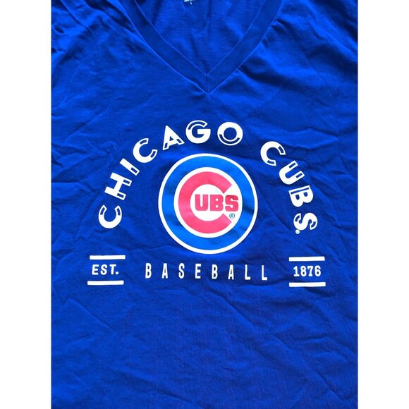 Genuine Merchandise Chicago Cubs Womens Blue V-Neck T-Shirt Size Large - Picture 3 of 12